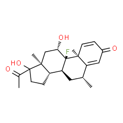 ChemSpider 2D Image | (6beta,11beta,17xi)-9-Fluoro-11,17-dihydroxy-6-methylpregna-1,4-diene-3,20-dione | C22H29FO4