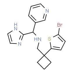 ChemSpider 2D Image | N-{[1-(5-Bromo-2-thienyl)cyclobutyl]methyl}-1-(1H-imidazol-2-yl)-1-(3-pyridinyl)methanamine | C18H19BrN4S