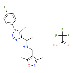 ChemSpider 2D Image | N-[(3,5-Dimethyl-1,2-oxazol-4-yl)methyl]-1-[1-(4-fluorophenyl)-5-methyl-1H-1,2,3-triazol-4-yl]ethanamine trifluoroacetate (1:1) | C19H21F4N5O3