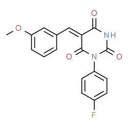 ChemSpider 2D Image | (5Z)-1-(4-Fluorophenyl)-5-(3-methoxybenzylidene)-2,4,6(1H,3H,5H)-pyrimidinetrione | C18H13FN2O4