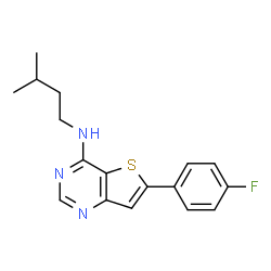 ChemSpider 2D Image | 6-(4-Fluorophenyl)-N-(3-methylbutyl)thieno[3,2-d]pyrimidin-4-amine | C17H18FN3S