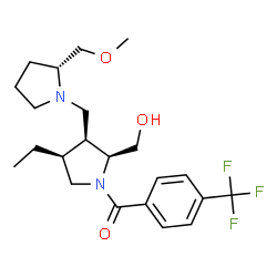 ChemSpider 2D Image | [(2S,3S,4S)-4-Ethyl-2-(hydroxymethyl)-3-{[(2R)-2-(methoxymethyl)-1-pyrrolidinyl]methyl}-1-pyrrolidinyl][4-(trifluoromethyl)phenyl]methanone | C22H31F3N2O3
