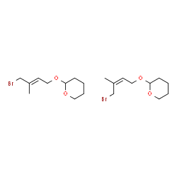 ChemSpider 2D Image | 2-{[(2E)-4-Bromo-3-methyl-2-buten-1-yl]oxy}tetrahydro-2H-pyran - 2-{[(2Z)-4-bromo-3-methyl-2-buten-1-yl]oxy}tetrahydro-2H-pyran (1:1) | C20H34Br2O4
