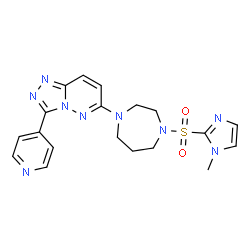 ChemSpider 2D Image | 6-{4-[(1-Methyl-1H-imidazol-2-yl)sulfonyl]-1,4-diazepan-1-yl}-3-(4-pyridinyl)[1,2,4]triazolo[4,3-b]pyridazine | C19H21N9O2S