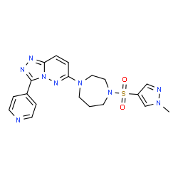 ChemSpider 2D Image | 6-{4-[(1-Methyl-1H-pyrazol-4-yl)sulfonyl]-1,4-diazepan-1-yl}-3-(4-pyridinyl)[1,2,4]triazolo[4,3-b]pyridazine | C19H21N9O2S