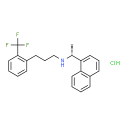 ChemSpider 2D Image | N-[(1R)-1-(1-Naphthyl)ethyl]-3-[2-(trifluoromethyl)phenyl]-1-propanamine hydrochloride (1:1) | C22H23ClF3N