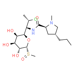 ChemSpider 2D Image | (1R,5R)-1,5-Anhydro-5-[(2S)-2-chloro-1-{[(4R)-1-methyl-4-propyl-L-prolyl]amino}propyl]-1-[(R)-methylsulfinyl]-L-arabinitol | C18H33ClN2O6S