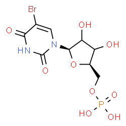 ChemSpider 2D Image | 5-Bromo-1-(5-O-phosphono-beta-D-glycero-pentofuranosyl)-2,4(1H,3H)-pyrimidinedione | C9H12BrN2O9P