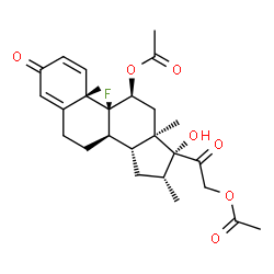 ChemSpider 2D Image | (8alpha,9beta,11beta,13alpha,14beta,16alpha)-9-Fluoro-17-hydroxy-16-methyl-3,20-dioxopregna-1,4-diene-11,21-diyl diacetate | C26H33FO7