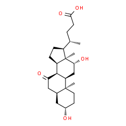 ChemSpider 2D Image | (3beta,5beta,9beta,12beta,14beta,17alpha,20S)-3,12-Dihydroxy-7-oxocholan-24-oic acid | C24H38O5