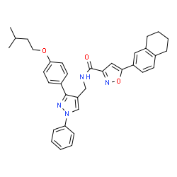ChemSpider 2D Image | N-({3-[4-(3-Methylbutoxy)phenyl]-1-phenyl-1H-pyrazol-4-yl}methyl)-5-(5,6,7,8-tetrahydro-2-naphthalenyl)-1,2-oxazole-3-carboxamide | C35H36N4O3