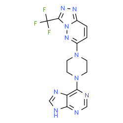 ChemSpider 2D Image | 6-[4-(9H-Purin-6-yl)-1-piperazinyl]-3-(trifluoromethyl)[1,2,4]triazolo[4,3-b]pyridazine | C15H13F3N10