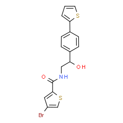 ChemSpider 2D Image | 4-Bromo-N-{2-hydroxy-2-[4-(2-thienyl)phenyl]ethyl}-2-thiophenecarboxamide | C17H14BrNO2S2
