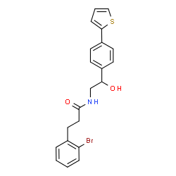 ChemSpider 2D Image | 3-(2-Bromophenyl)-N-{2-hydroxy-2-[4-(2-thienyl)phenyl]ethyl}propanamide | C21H20BrNO2S