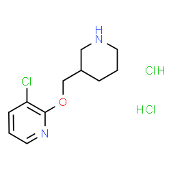 ChemSpider 2D Image | 3-Chloro-2-(3-piperidinylmethoxy)pyridine dihydrochloride | C11H17Cl3N2O