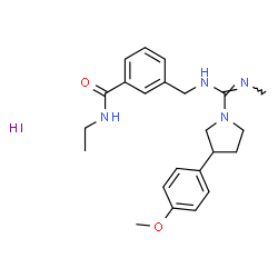 ChemSpider 2D Image | N-Ethyl-3-({[(Z)-[3-(4-methoxyphenyl)-1-pyrrolidinyl](methylimino)methyl]amino}methyl)benzamide hydroiodide (1:1) | C23H31IN4O2