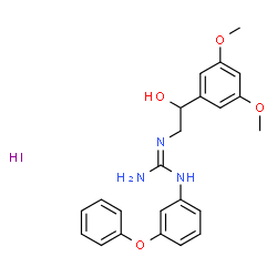 ChemSpider 2D Image | 2-[2-(3,5-Dimethoxyphenyl)-2-hydroxyethyl]-1-(3-phenoxyphenyl)guanidine hydroiodide (1:1) | C23H26IN3O4