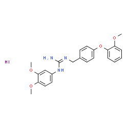 ChemSpider 2D Image | 1-(3,4-Dimethoxyphenyl)-2-[4-(2-methoxyphenoxy)benzyl]guanidine hydroiodide (1:1) | C23H26IN3O4