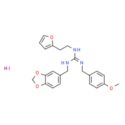 ChemSpider 2D Image | 1-(1,3-Benzodioxol-5-ylmethyl)-3-[2-(2-furyl)ethyl]-2-(4-methoxybenzyl)guanidine hydroiodide (1:1) | C23H26IN3O4
