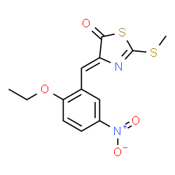 ChemSpider 2D Image | (4Z)-4-(2-Ethoxy-5-nitrobenzylidene)-2-(methylsulfanyl)-1,3-thiazol-5(4H)-one | C13H12N2O4S2