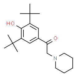 ChemSpider 2D Image | 1-(3,5-Di-tert-butyl-4-hydroxyphenyl)-2-(piperidin-1-yl)ethanone | C21H33NO2