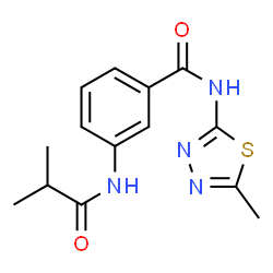 ChemSpider 2D Image | 3-(Isobutyrylamino)-N-(5-methyl-1,3,4-thiadiazol-2-yl)benzamide | C14H16N4O2S