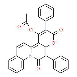 ChemSpider 2D Image | 2,12-Dioxo-3,13-diphenyl-2H,12H-pyrano[3',2':3,4]pyrido[1,2-a]quinolin-4-yl acetate | C30H19NO5