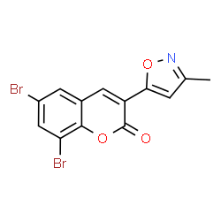 ChemSpider 2D Image | 6,8-Dibromo-3-(3-methyl-1,2-oxazol-5-yl)-2H-chromen-2-one | C13H7Br2NO3