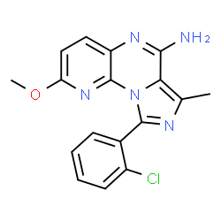 ChemSpider 2D Image | 9-(2-Chlorophenyl)-2-methoxy-7-methylimidazo[1,5-a]pyrido[3,2-e]pyrazin-6-amine | C17H14ClN5O