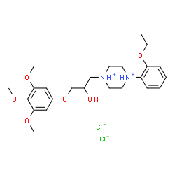 ChemSpider 2D Image | 1-(2-Ethoxyphenyl)-4-[2-hydroxy-3-(3,4,5-trimethoxyphenoxy)propyl]piperazinediium dichloride | C24H36Cl2N2O6