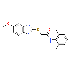 ChemSpider 2D Image | N-(2,6-Dimethylphenyl)-2-[(6-methoxy-1H-benzimidazol-2-yl)sulfanyl]acetamide | C18H19N3O2S