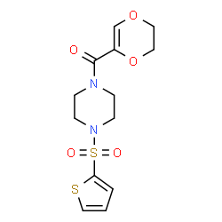 ChemSpider 2D Image | 5,6-Dihydro-1,4-dioxin-2-yl[4-(2-thienylsulfonyl)-1-piperazinyl]methanone | C13H16N2O5S2