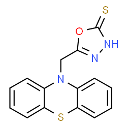 ChemSpider 2D Image | 5-(10H-Phenothiazin-10-ylmethyl)-1,3,4-oxadiazole-2(3H)-thione | C15H11N3OS2