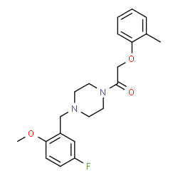 ChemSpider 2D Image | 1-[4-(5-Fluoro-2-methoxybenzyl)-1-piperazinyl]-2-(2-methylphenoxy)ethanone | C21H25FN2O3