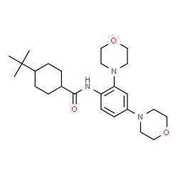 ChemSpider 2D Image | N-[2,4-Di(4-morpholinyl)phenyl]-4-(2-methyl-2-propanyl)cyclohexanecarboxamide | C25H39N3O3