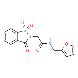 ChemSpider 2D Image | 2-(1,1-Dioxido-3-oxo-1,2-benzothiazol-2(3H)-yl)-N-(2-furylmethyl)acetamide | C14H12N2O5S