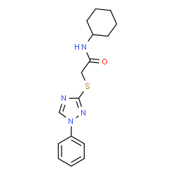 ChemSpider 2D Image | N-Cyclohexyl-2-[(1-phenyl-1H-1,2,4-triazol-3-yl)sulfanyl]acetamide | C16H20N4OS