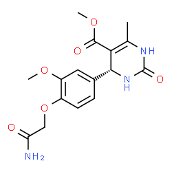 ChemSpider 2D Image | Methyl (4R)-4-[4-(2-amino-2-oxoethoxy)-3-methoxyphenyl]-6-methyl-2-oxo-1,2,3,4-tetrahydro-5-pyrimidinecarboxylate | C16H19N3O6
