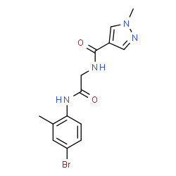 ChemSpider 2D Image | N-{2-[(4-Bromo-2-methylphenyl)amino]-2-oxoethyl}-1-methyl-1H-pyrazole-4-carboxamide | C14H15BrN4O2