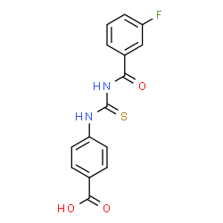 ChemSpider 2D Image | 4-{[(3-Fluorobenzoyl)carbamothioyl]amino}benzoic acid | C15H11FN2O3S