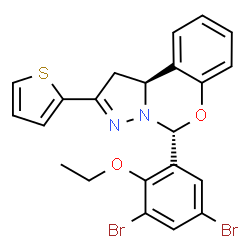ChemSpider 2D Image | (5R,10bS)-5-(3,5-Dibromo-2-ethoxyphenyl)-2-(2-thienyl)-1,10b-dihydropyrazolo[1,5-c][1,3]benzoxazine | C22H18Br2N2O2S