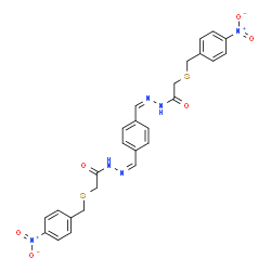 ChemSpider 2D Image | N',N''-[1,4-Phenylenedi(Z)methylylidene]bis{2-[(4-nitrobenzyl)sulfanyl]acetohydrazide} | C26H24N6O6S2