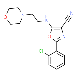 ChemSpider 2D Image | 2-(2-Chlorophenyl)-5-{[2-(4-morpholinyl)ethyl]amino}-1,3-oxazole-4-carbonitrile | C16H17ClN4O2