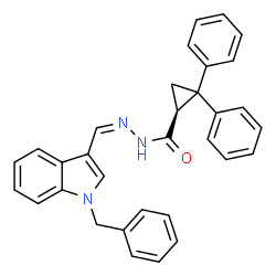 ChemSpider 2D Image | (1S)-N'-[(Z)-(1-Benzyl-1H-indol-3-yl)methylene]-2,2-diphenylcyclopropanecarbohydrazide | C32H27N3O