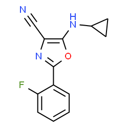 ChemSpider 2D Image | 5-(Cyclopropylamino)-2-(2-fluorophenyl)-1,3-oxazole-4-carbonitrile | C13H10FN3O