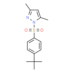 ChemSpider 2D Image | 3,5-Dimethyl-1-{[4-(2-methyl-2-propanyl)phenyl]sulfonyl}-1H-pyrazole | C15H20N2O2S