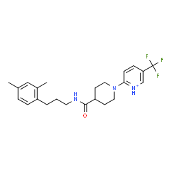 ChemSpider 2D Image | 2-(4-{[3-(2,4-Dimethylphenyl)propyl]carbamoyl}-1-piperidinyl)-5-(trifluoromethyl)pyridinium | C23H29F3N3O