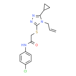 ChemSpider 2D Image | 2-[(4-Allyl-5-cyclopropyl-4H-1,2,4-triazol-3-yl)sulfanyl]-N-(4-chlorophenyl)acetamide | C16H17ClN4OS