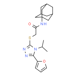 ChemSpider 2D Image | N-(Adamantan-1-yl)-2-{[5-(2-furyl)-4-isopropyl-4H-1,2,4-triazol-3-yl]sulfanyl}acetamide | C21H28N4O2S