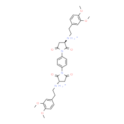 ChemSpider 2D Image | (3R,3'S)-1,1'-(1,4-Phenylene)bis{N-[2-(3,4-dimethoxyphenyl)ethyl]-2,5-dioxo-3-pyrrolidinaminium} | C34H40N4O8